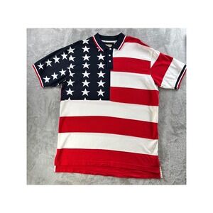 Sun River Mens American Flag Polo‎ Shirt Cotton Preppy Classic Patriotic Large